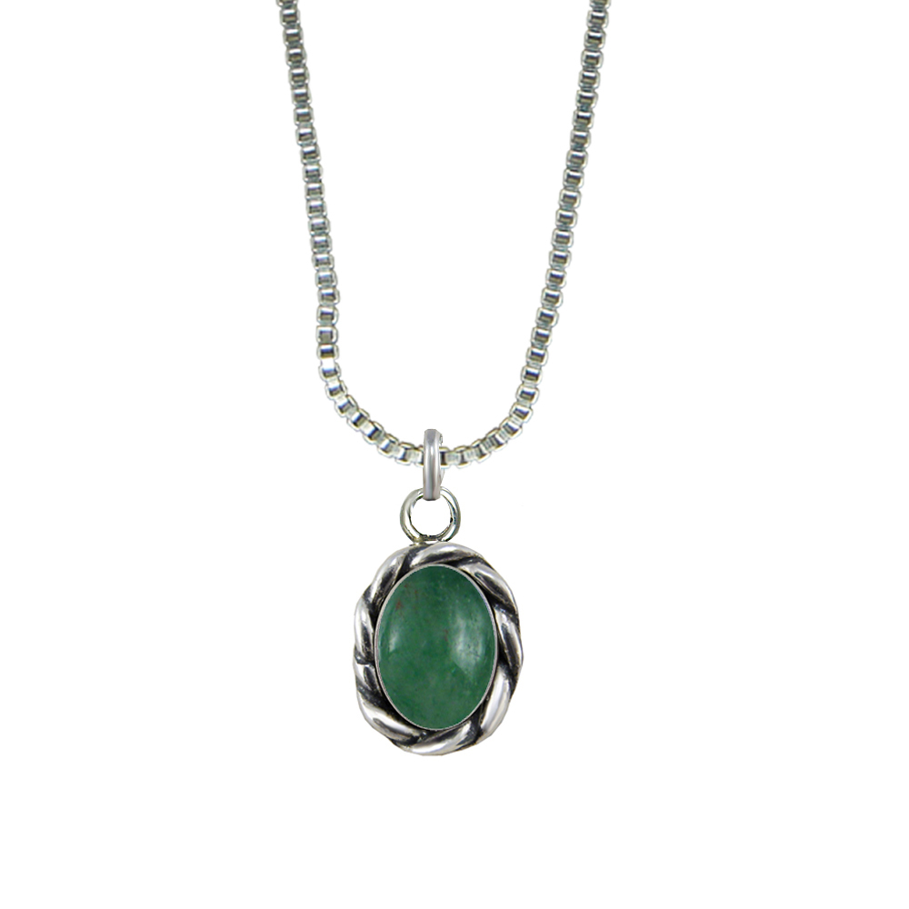 Sterling Silver Little Black Jade Pendant Necklace